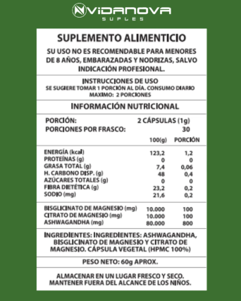 Ashwagandha + Magnesio 1000mg 60 CAPS