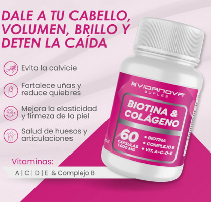 BIOTINA + COLÁGENO 1000MG 60CAPS